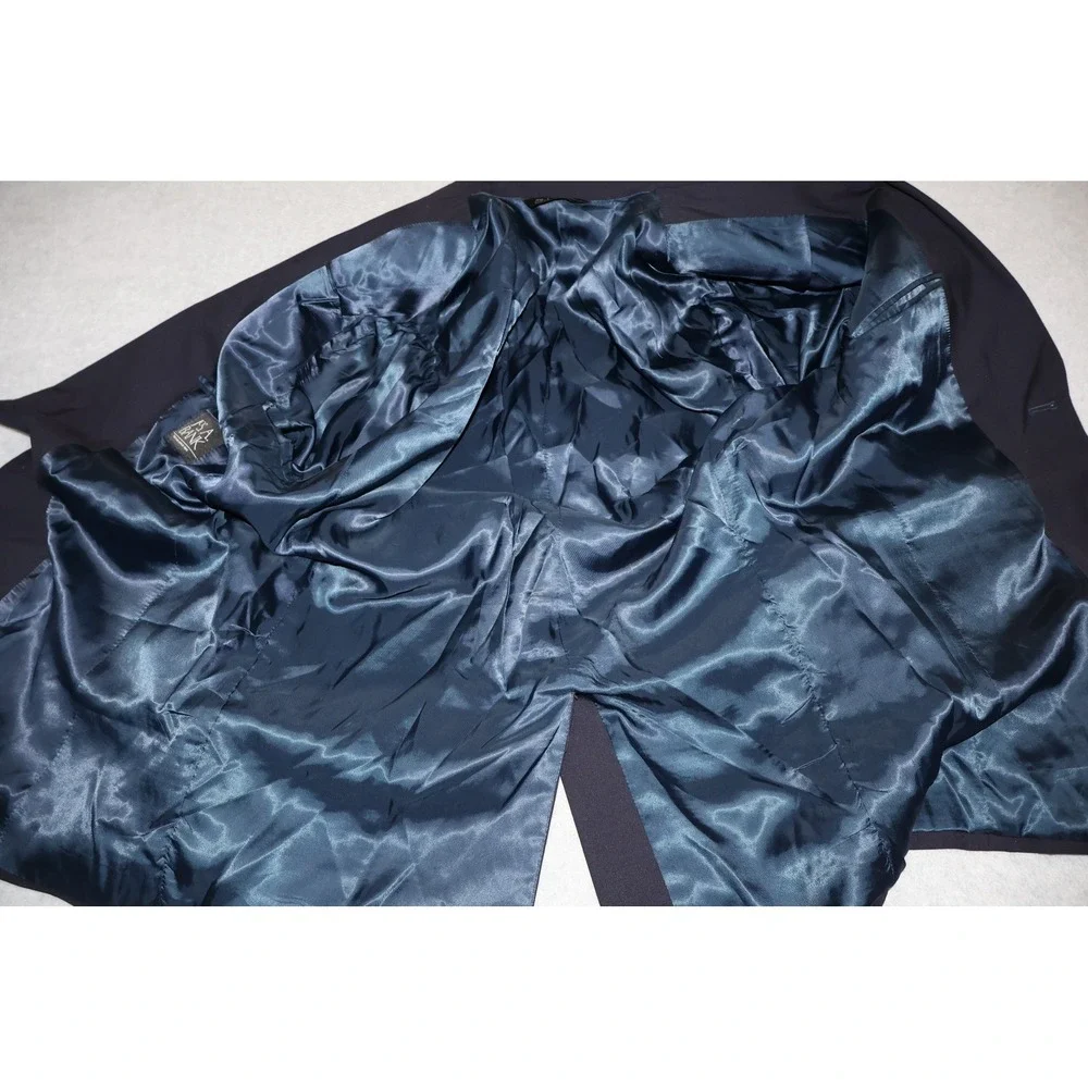 Jos. A. Bank Blazer Jacket Mens 44R Navy Blue 2-Button Gold Crest Buttons Wool